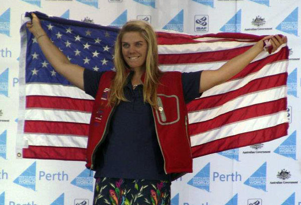 Paige Railey with US flag