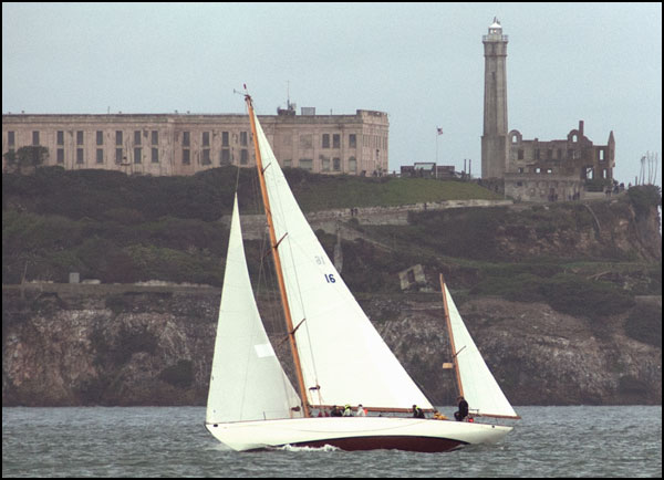 Dorade sailing past Alcatraz