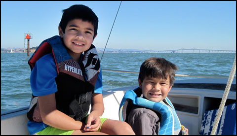 kids on boat