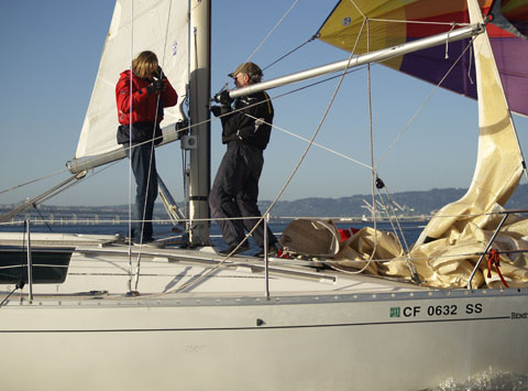 Setting the pole for the downwind leg