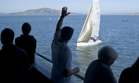 Watching from the deck at St. Francis YC