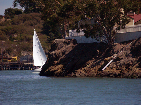 Rounding a rock